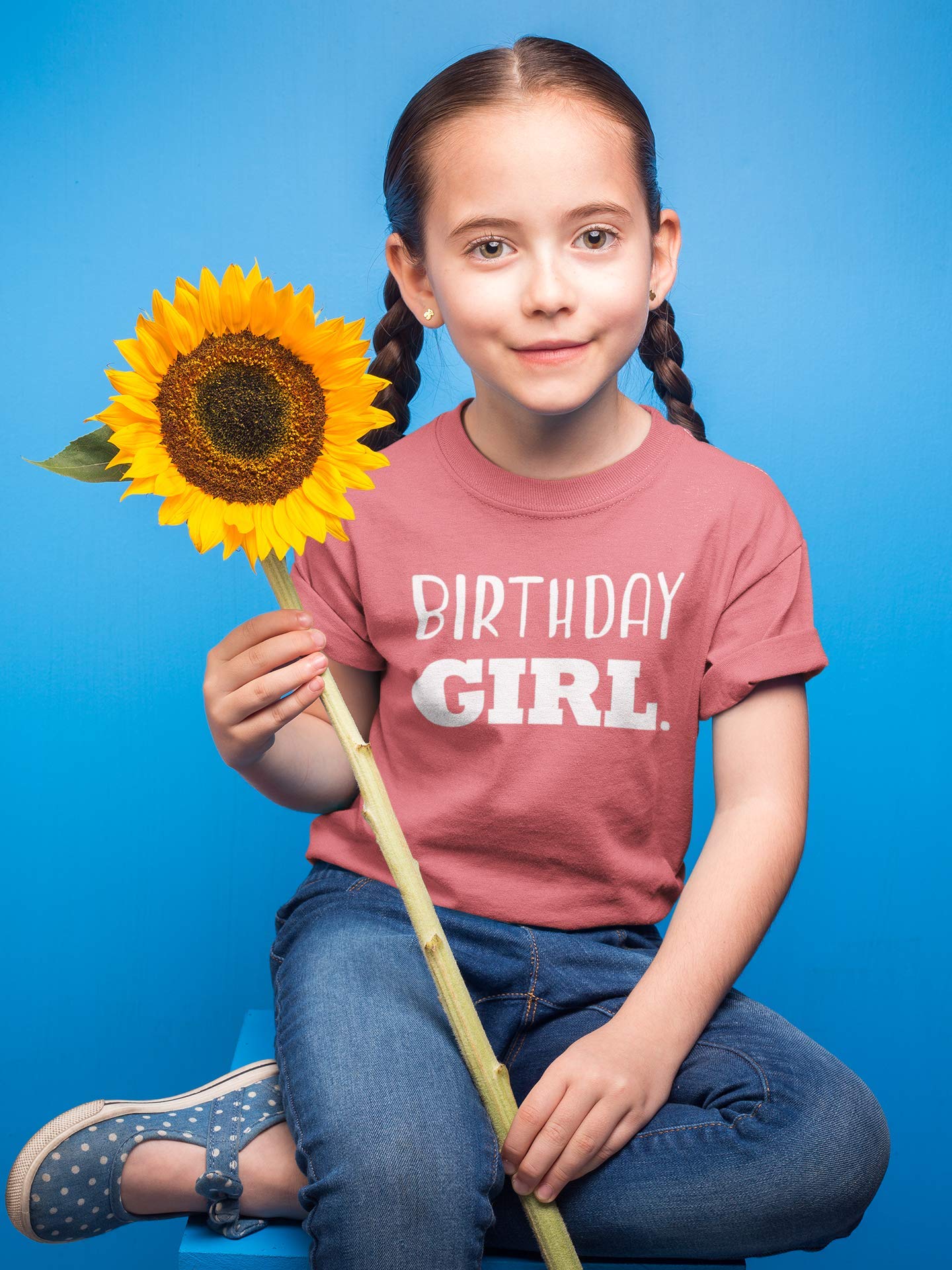 Birthday Girl Shirt Girls Birthday Tee Outfit Toddler Baby 1St 2Nd 3Rd 4Th 5Th 6Th 7Th (White On Mauve, 7 Years)