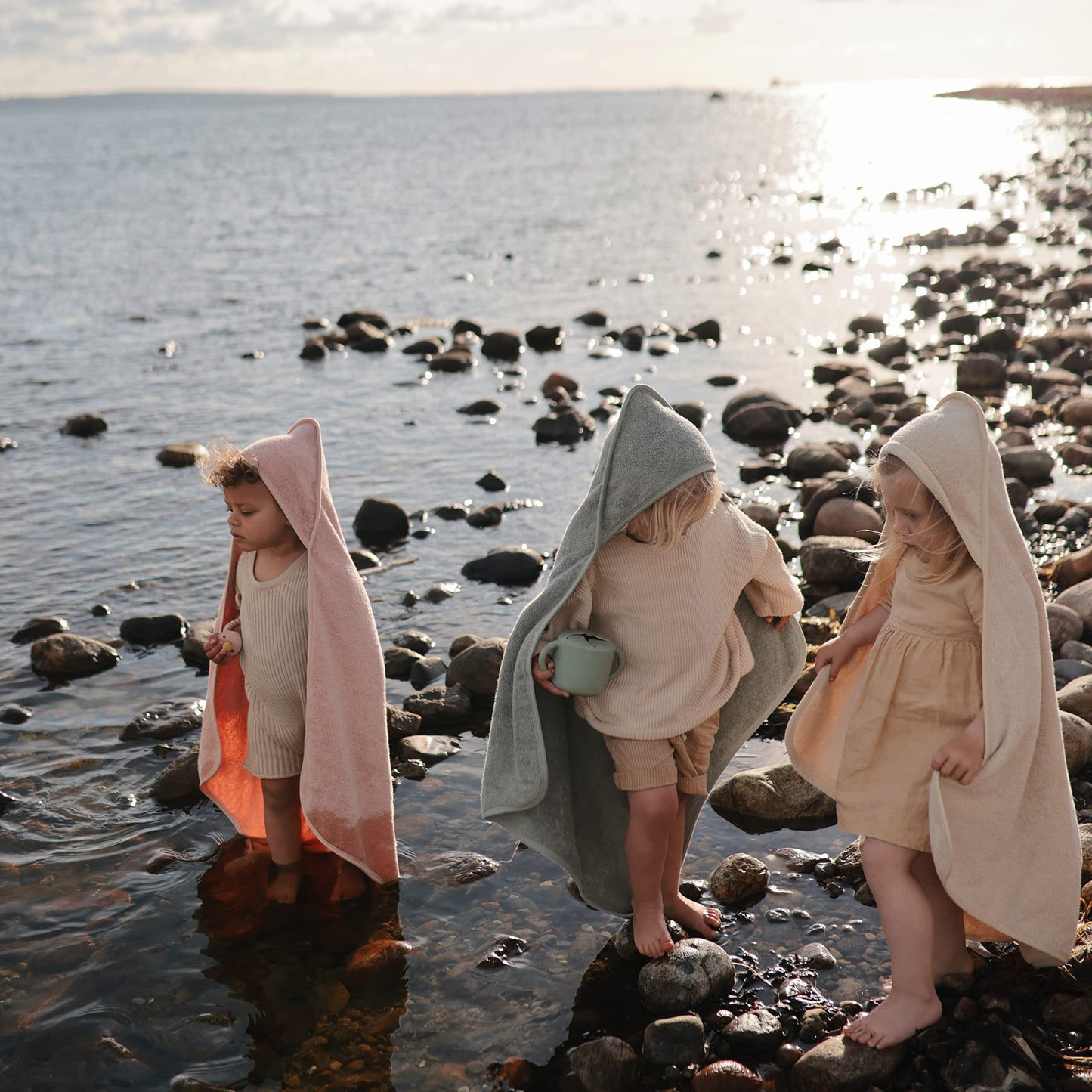 Mushie Baby Hooded Towel | Organic Cotton (Fog)