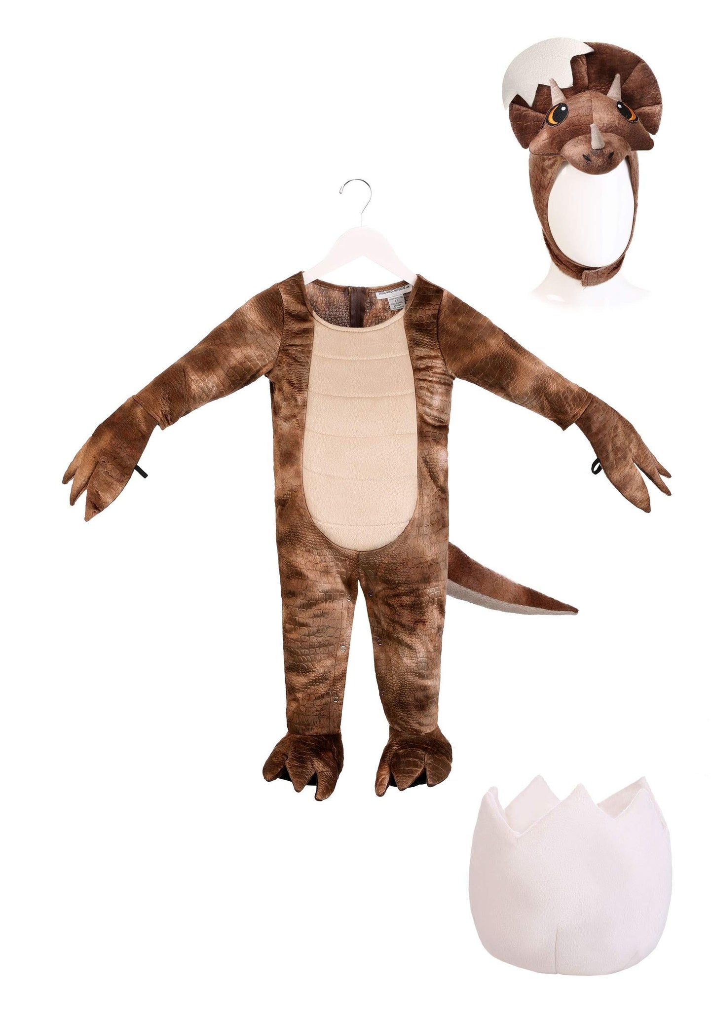 Fun Costumes Infant Hatching Triceratops Dinosaur Egg Outfit For Baby 12/18 Months Brown