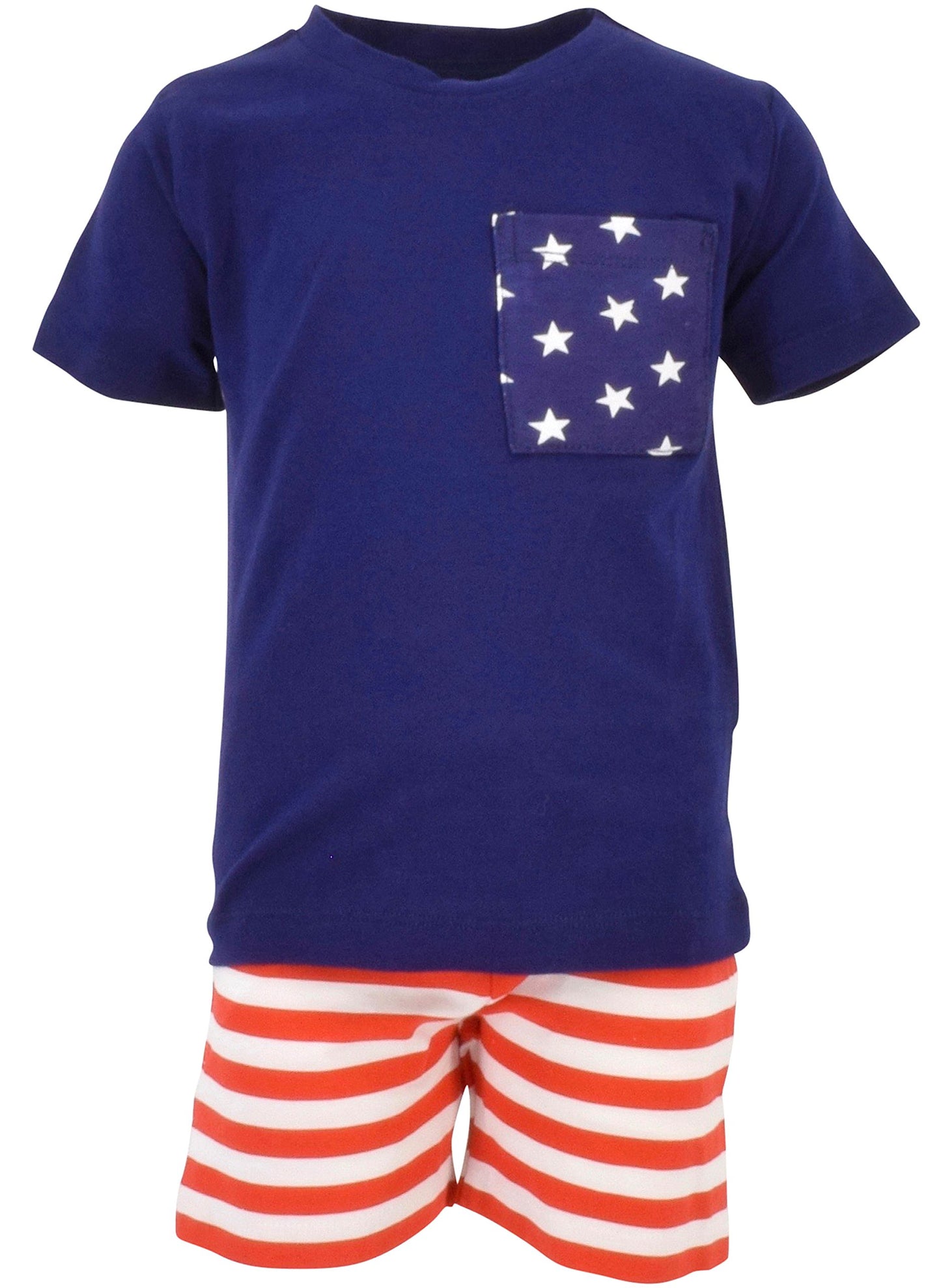 Unique Baby Boys Patriotic 4Th Of July 2-Piece Summer Outfit (3T, Blue)