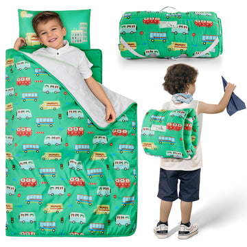 Safotad Toddler Nap Mat With Pillow & Blanket, 54'X33' Portable Roll-Up Design - Soft, Washable, Lightweight Toddler Sleeping