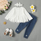 Toddler Girl Outfits 3T Girls Clothes Cotton Long Sleeve Shirt Frayed Denim Pants Cute Ripped Jeans Outfits Kid Little Girl Clot