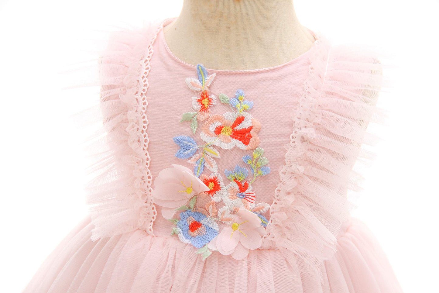 Weileenice Blush Pink Baby Girls Dress Applique Lace Embroidery Tulle Toddler Girl Wedding Christening Princess 1St Birthday Par