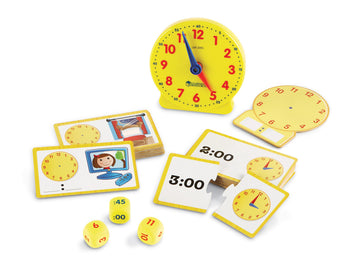 Learning Resources Time Activity Set - 41 Pieces, Ages 5+,Clock for Teaching Time, Telling Time, Homeschool Supplies, Montessori