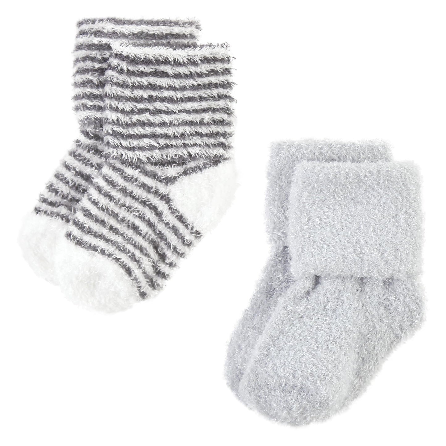 Hudson Baby Unisex Baby Cotton Rich Newborn And Terry Socks, Gray Stripe 8 Pack, 12-24 Months