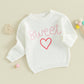 Baby Girl Cute Long Sleeve Crew Neck Love Embroidery Sweater Toddler Valentine Day Outfits (White Sweet, 3-4 Years)