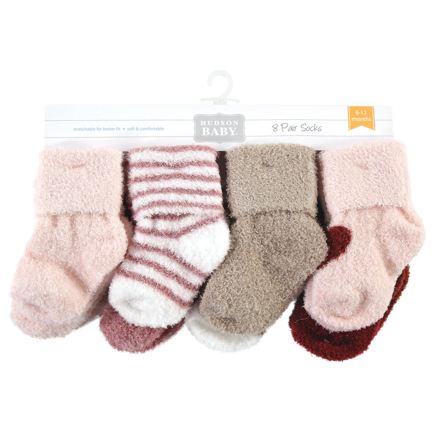 Hudson Baby Unisex Baby Cotton Rich Newborn And Terry Socks, Burgundy Heart, 6-12 Months