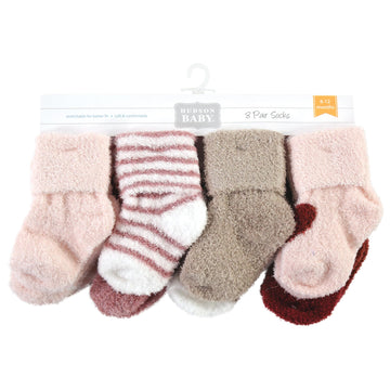 Hudson Baby Unisex Baby Cotton Rich Newborn And Terry Socks, Burgundy Heart, 6-12 Months