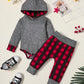 Fommy Newborn Boy Outfits Plaid Letter Print Long Sleeve Hoodies + Newborn Boy Clothes Long Pants 2Pcs Set Newborn Photography O