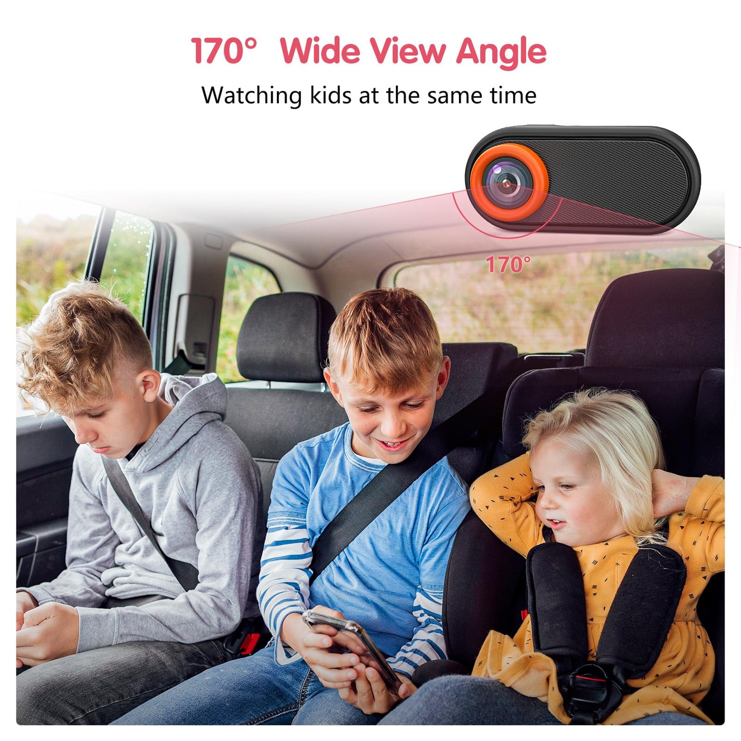 Luckview Car Camera For Baby, 5.2    1080P Baby Car Camera With 3X Zoom, 360Rotating Adjustable Car Baby Camera With Wired, Crys