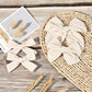 Deeka 4 Pcs White Cotton Linen Hair Bows 3 Styles 5' & 4' Handmade Hair Bow Set For Toddler Girls Alligator Hair Clips Knot Bo
