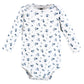 Hudson Baby Unisex Baby Cotton Long-Sleeve Bodysuits Blue Toile 3-Pack, 6-9 Months