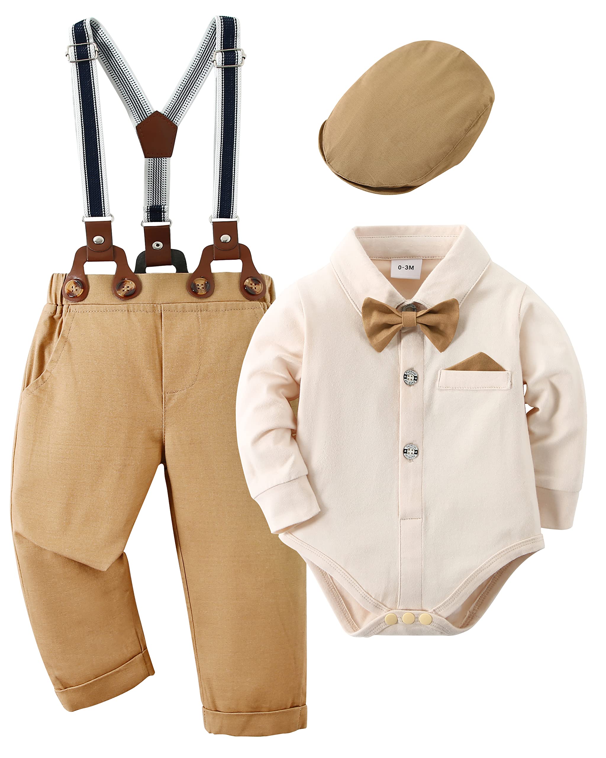 Baby Boy Clothes Gentleman Outfits Suits, Infant Long Sleeve Shirts + Suspender WBBAPB0BJ2386YS