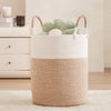 MOJOSCEND Hamper Laundry Basket Woven Clothes Hamper Cotton Rope Blanket Basket in Living Room Bathroom Bedroom Brown