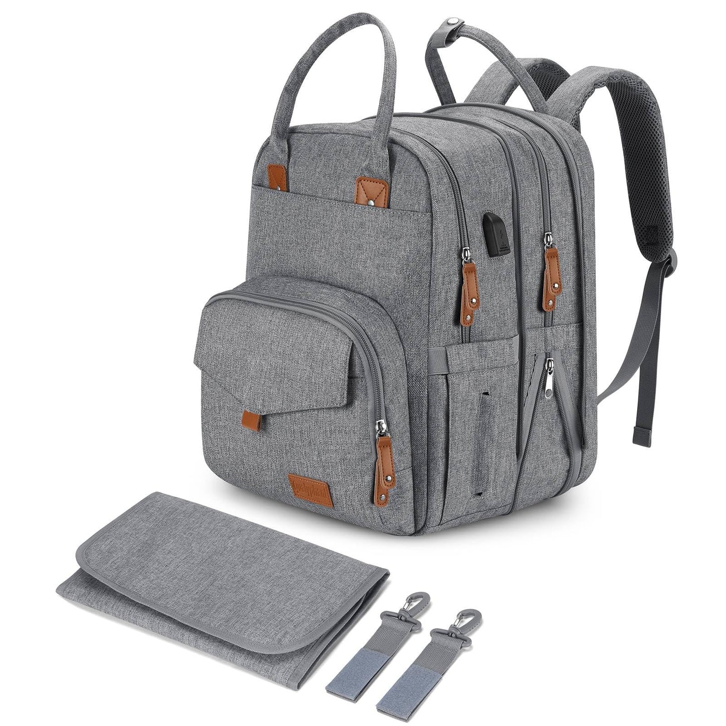 Qualyphant Extra Large Diaper Bag For 2 Kids - Expandable 35L Twin Diapers Bags Backpack With 4 Insulated & 16' Laptop Pocket &