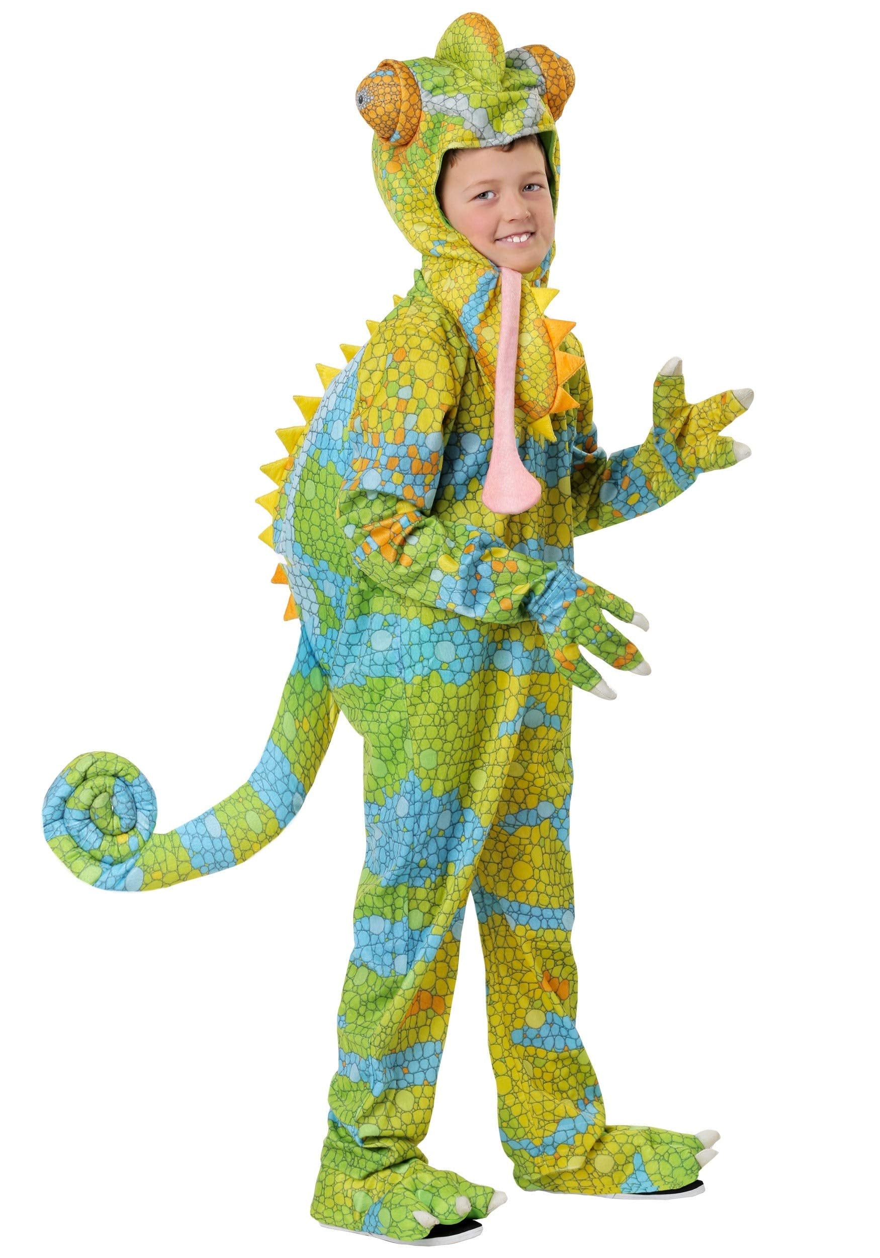 Fun Costumes Chameleon Costume for Kids, Lizard Jumpsuit for Dress-Up, Animal Theme Parties & Halloween X-Large