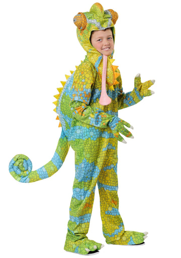 Fun Costumes Chameleon Costume for Kids, Lizard Jumpsuit for Dress-Up, Animal Theme Parties & Halloween X-Large