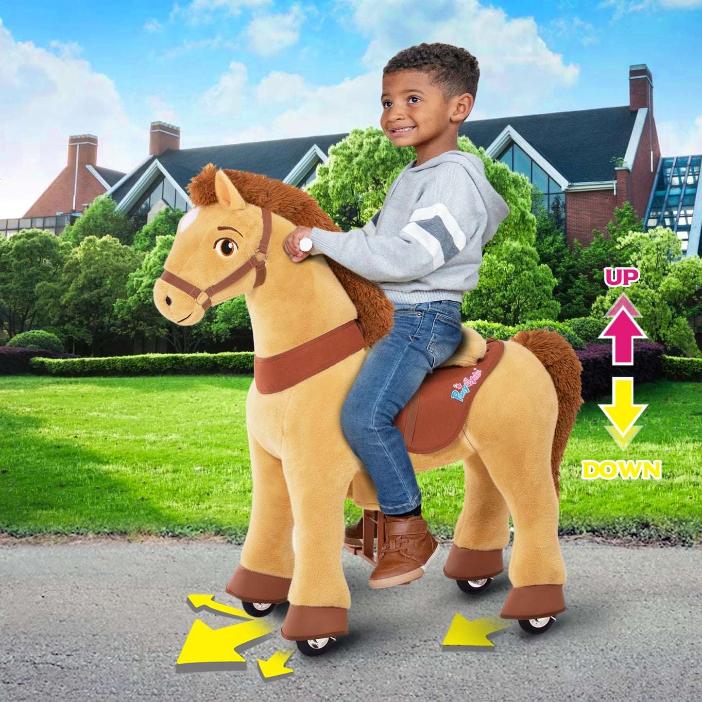 PonyCycle Horse Ride on Toys Riding Horses Rocking Horse Walking Pony Toys Essential Model E (with Brake/ 35.4 Height/Size 4 for