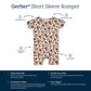 Gerber Unisex Baby Buttery Soft Short Sleeve Romper With Viscose Made From Eucalyptus, Leopard, 0-3 Months