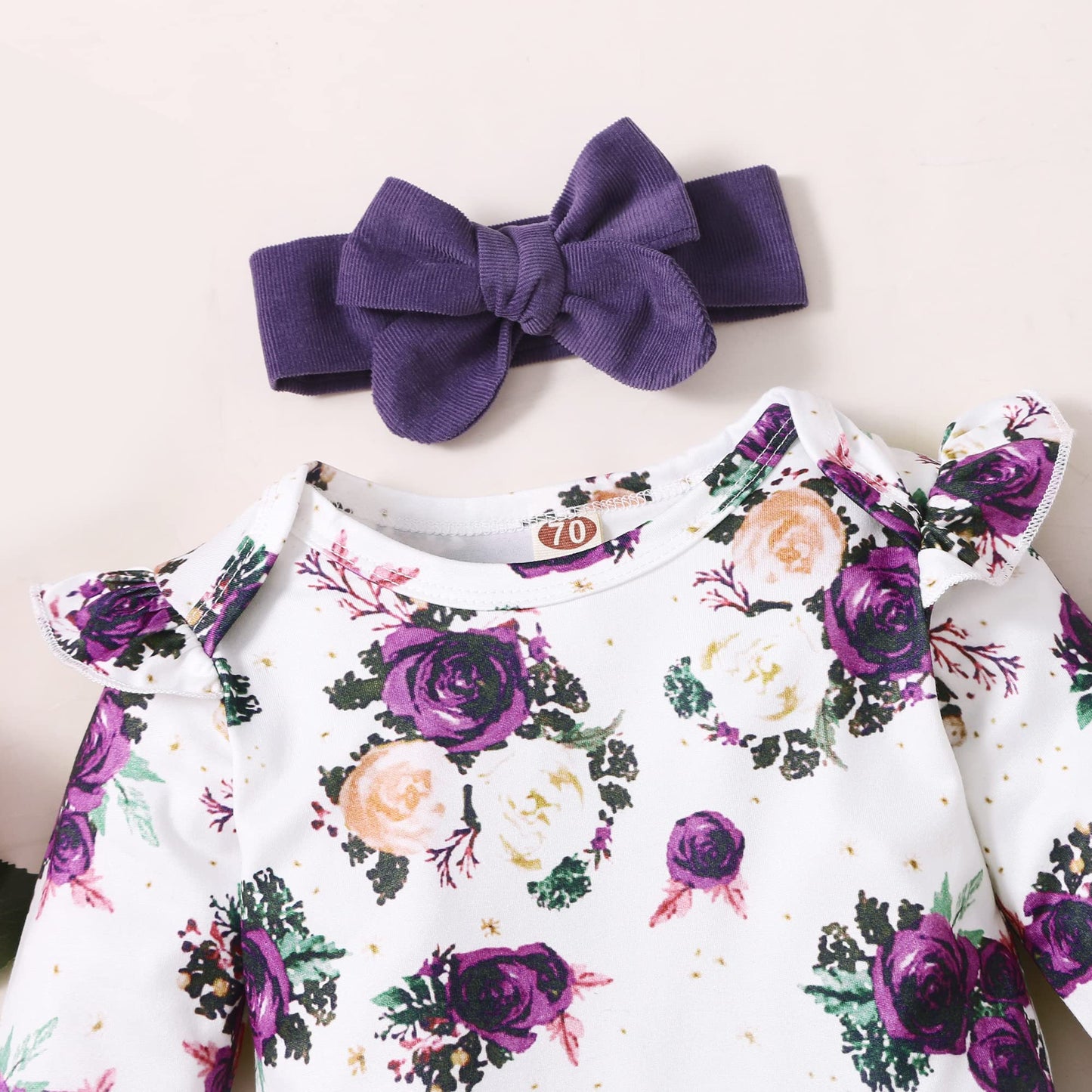 0-6 Months Baby Girl Clothes Toddler Girl Onesies Purple Suspender Skirt Set Long Sleeve Ruffle Romper Infant Jumpsuit Bodysuit