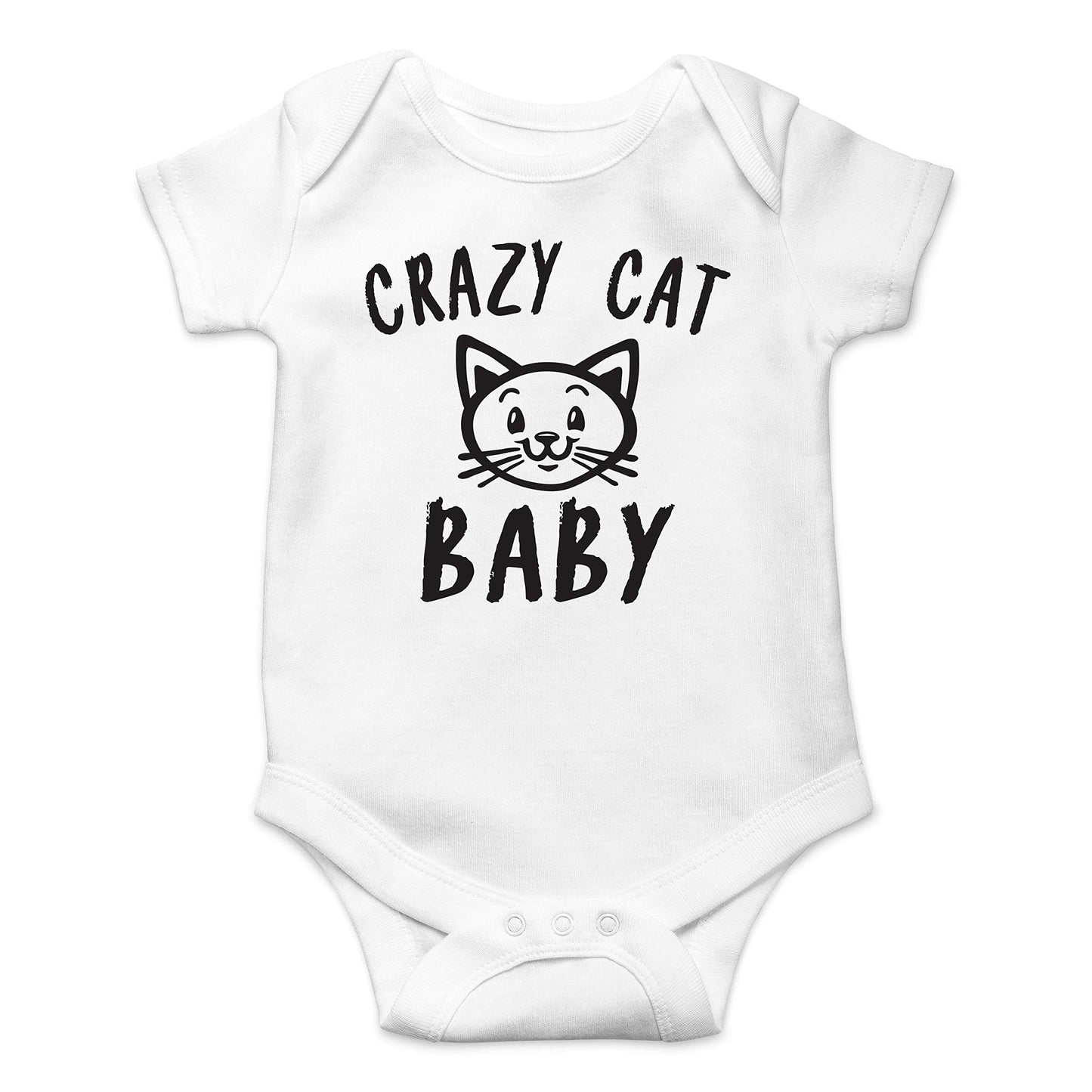 Cute Kitten Crazy Cat Baby - Funny Baby Essentials Bodysuit- Newborn Girl Clothes Boy Outfits (12 Months, White)