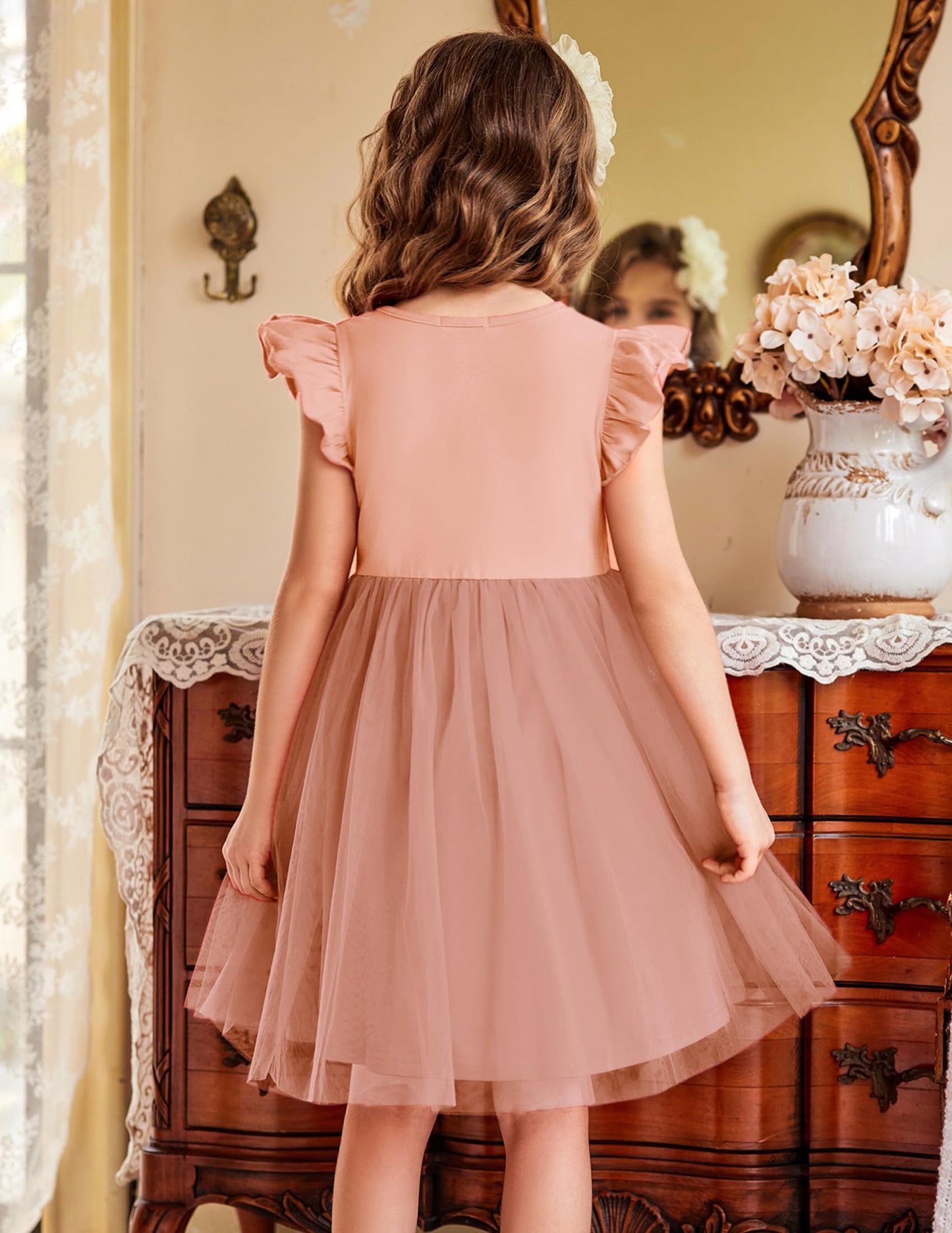 Flypigs Toddler Tulle Dress Flutter Tutu Dresses Cute Pink Valentine Summer Sundress For Little Girls For 5 Years