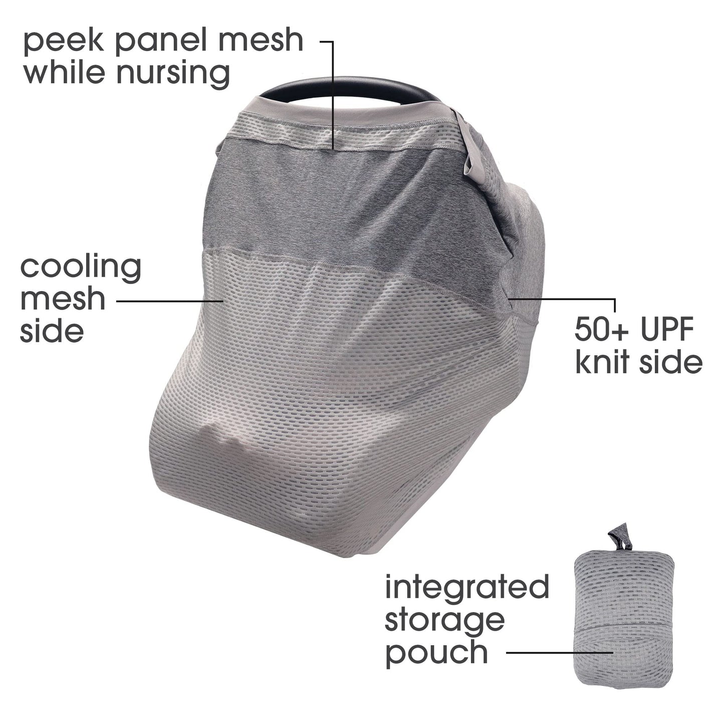Boppy 4 And More Multi-Use Cover, Pearl, Quick-Dry Upf 50+ Knit And Breathable Mesh, Versatile For Car Seat Canopy, Nursing Cove