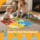 Toddler Toys for 1 Year Old Boy Gifts - Educational Dinosaur Slide Set with 4 Color/Number Push Cars and Playmat, Montessori Lea