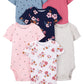 Simple Joys By Carter'S Baby Girls' Short-Sleeve Bodysuit, Pack Of 6, Multicolor/Ditsy Floral/Floral/Polka Dot/Tropical, 0-3 Mon