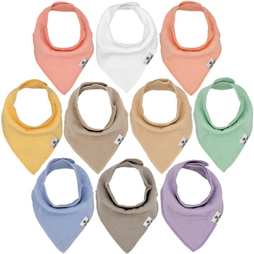 Diapersquad'S 10-Pack Baby Bibs For Drooling And Teething, Bibs For Boys, Baby Girl - Solid Cotton Baby Drool Bibs (Pastel - 100