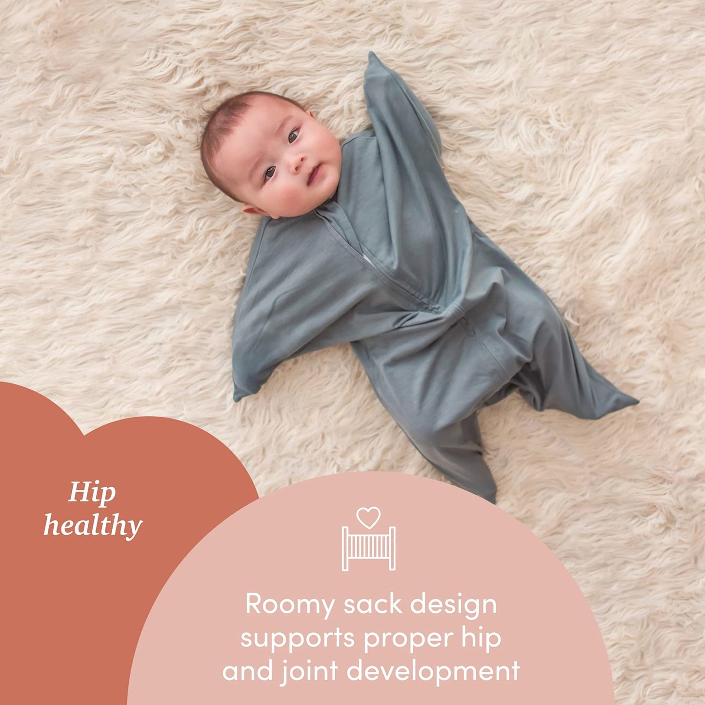 SleepingBaby Zipadee-Zip Transitional Swaddle Sack, 12-24 Month - Roomy Zipper Swaddle for Easy Diaper Changes and Proper Hip De