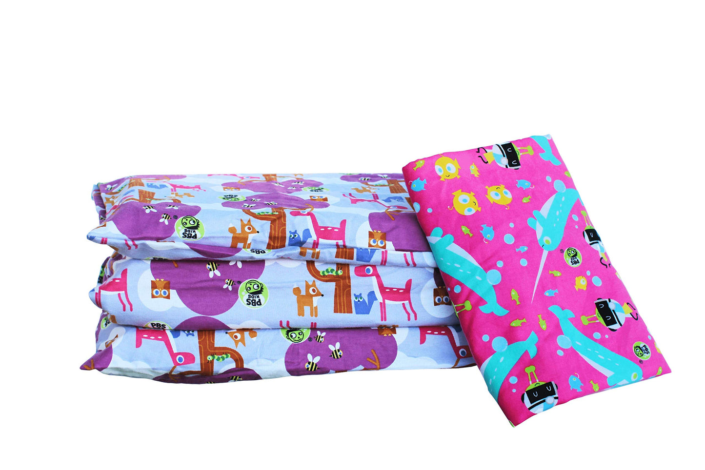 Kindermat + Pbs Kids Friends Kit - 1.5' Thick Full Nap Mat And 2 Washable Covers - 47' X 22', Narwhal Expedition And Woodland