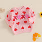 Ayalinggo Valentines Day Baby Girl Boy Outfit Pink Heart Knit Sweater Long Sleeve Crewneck Sweatshirt Spring Winter Clothes (Pin