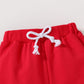Happy Town Toddler Fall Outfits For Girl Boy Long Sleeve Hoodie Top And Long Sweatpants Set Toddler Sweatsuit (Solid Color-Red,