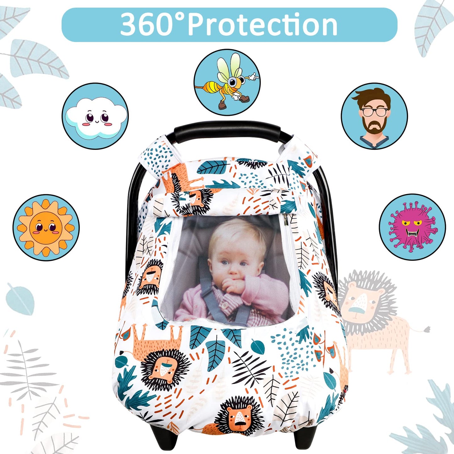 Baby Car Seat Cover, Winter Car Seat Covers For Babies, Carseat Cover Boy, Mink Carseat Canopy With Window, Cozy & Warm Cover, L