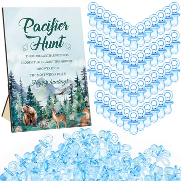Thyle 51 Pcs Pacifier Hunt Baby Shower Games Include Hunt Sign And 50 Acrylic Pacifiers For Baby Shower Game Decoration Gift Set