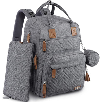 Iniuniu Diaper Bag Backpack, 4 In 1 Kit Large Unisex Baby Bags For Boys Girls, Waterproof Travel Back Pack With Diaper Pouch, Wa