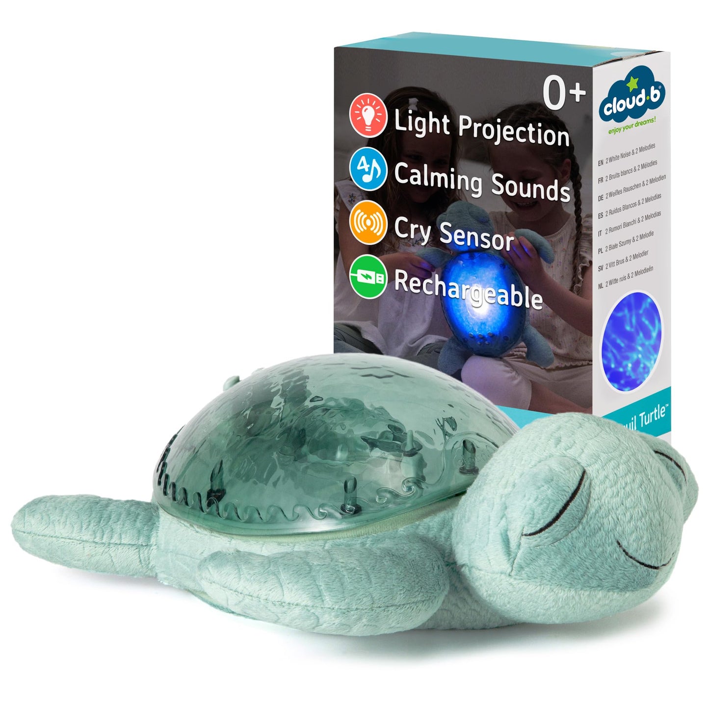 Cloud b Ocean Projector Nightlight with 2 White Noises and 2 Soothing Sounds | Adjustable Settings and Auto-Shutoff | Cry Sensor