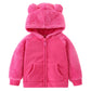 Amiyan Bear Ears Shape Fleece Warm Hoodies Clothes Toddler Zip-Up Light Jacket Sweatshirt Outwear For Baby Boys (Rose, 2-3T)