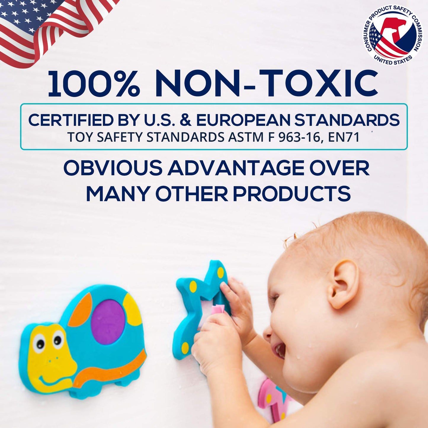 Foam Bath Toys - 100% Non-Toxic Floating Puzzles Animals - Early Learning Bathtub Toy - Fun Educational Geometric Shapes for Tod