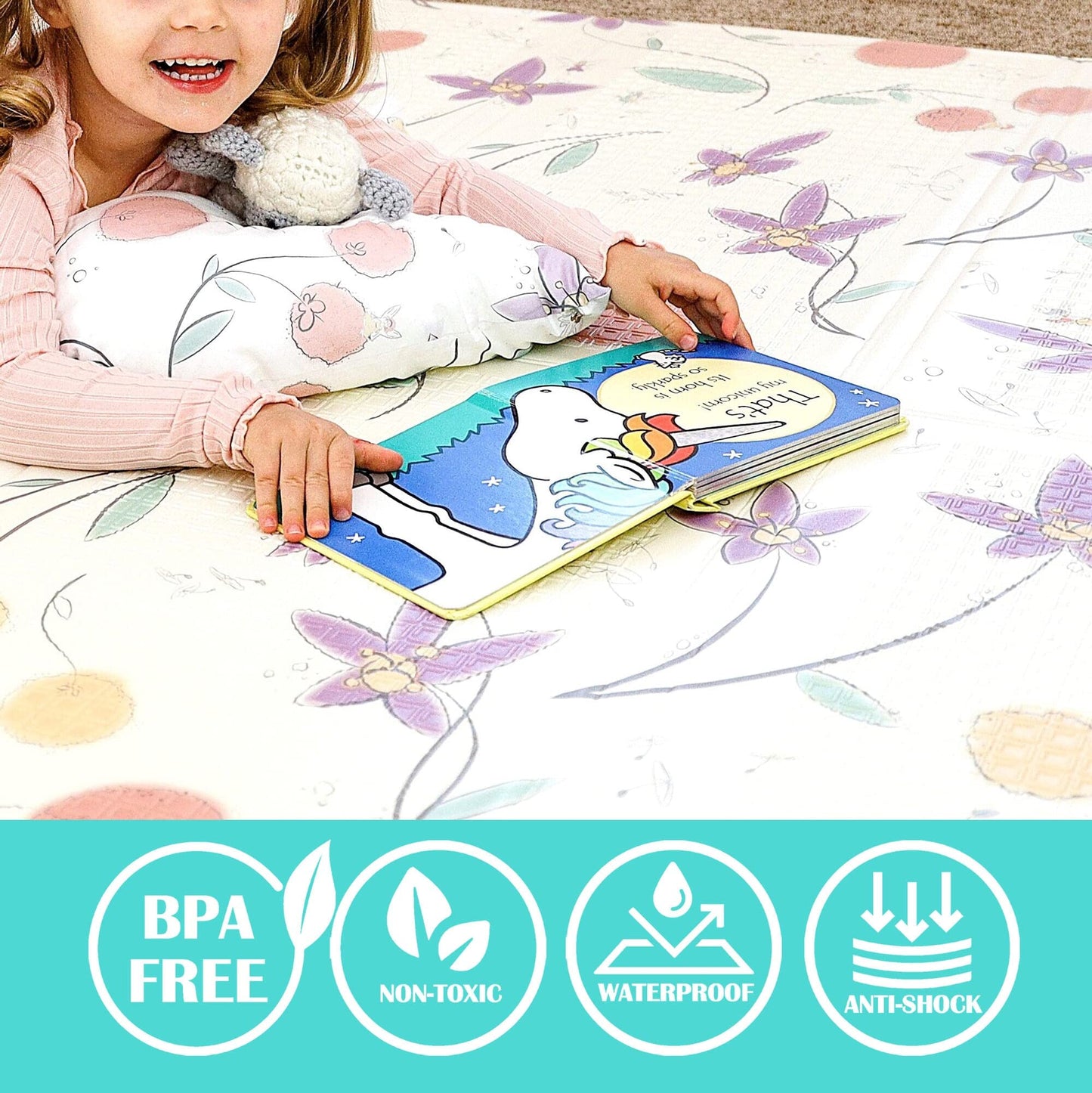 Jumpoff Jo - Large Waterproof Foam Padded Play Mat For Infants, Babies, Toddlers, Play & Tummy Time, Foldable Activity Mat, 70'