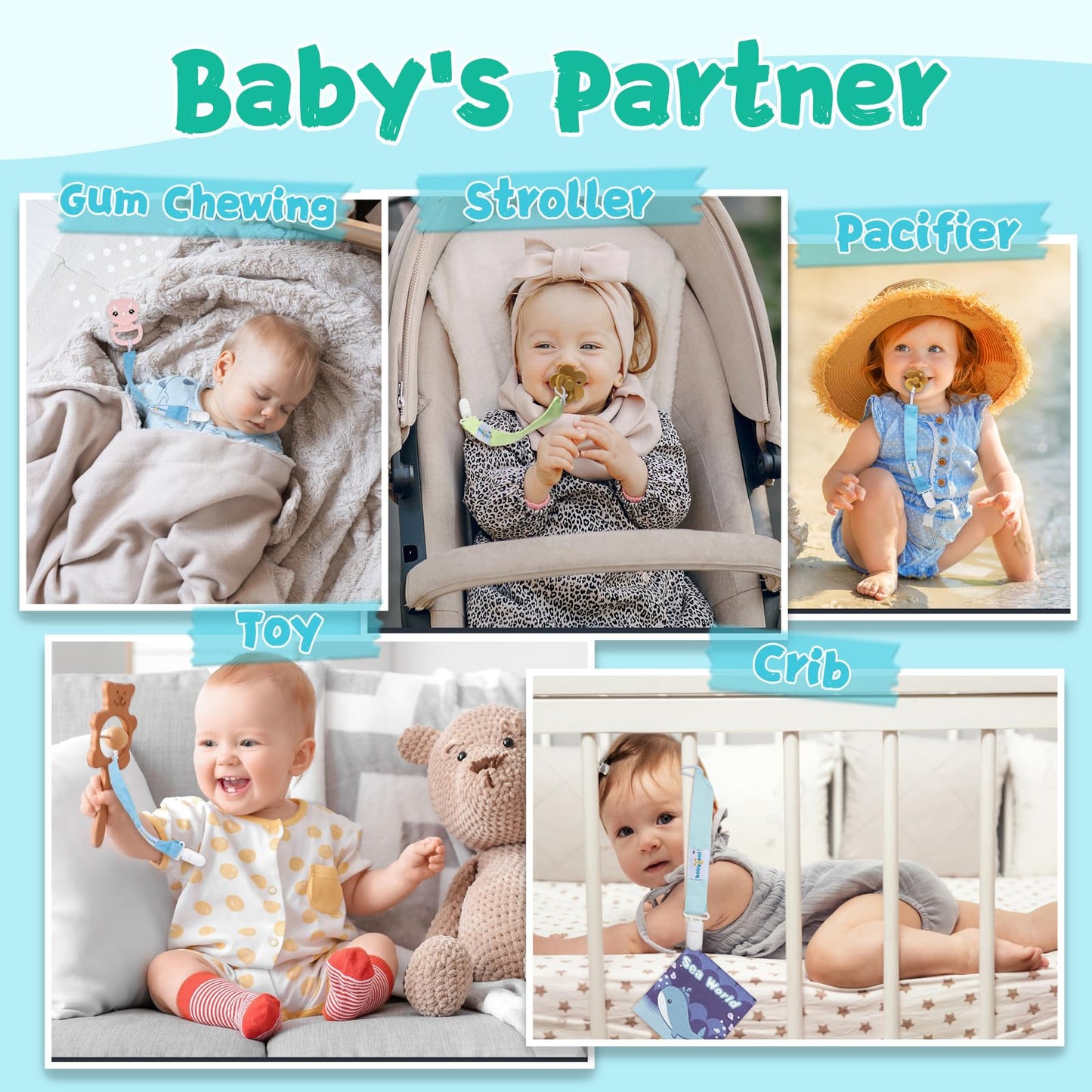Babygoal Neutral Pacifier Clips, 6 Pack Paci Holder Clips For Boys And Girls Fits For Most Baby Pacifier, Binky Styles,Teethers