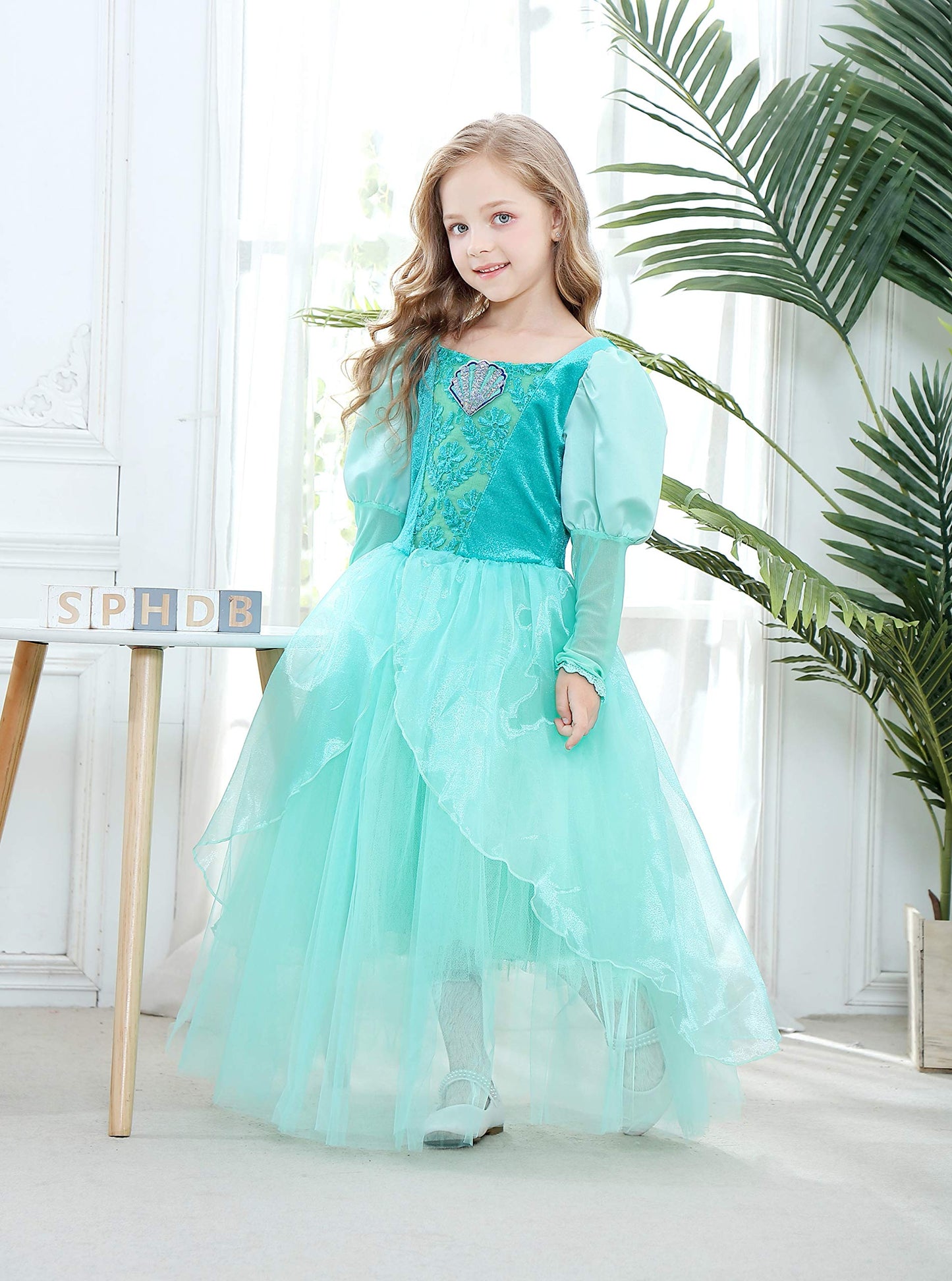 Dressy Daisy Girls Princess Dress Up Costume Mermaid Halloween Xmas Birthday Parties Long Sleeve Size 6X-8 Green