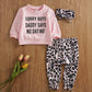 Newborn Baby Girls Clothes Daddy Saying Top Printed T-Shirt Leopard Pants+Headband Sweatshirt Outfit Set (A-Daddy Says, 18-24 Mo