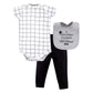 Little Treasure Unisex Baby Bodysuit, Pant And Bib, Well Dressed, 0-3 Months