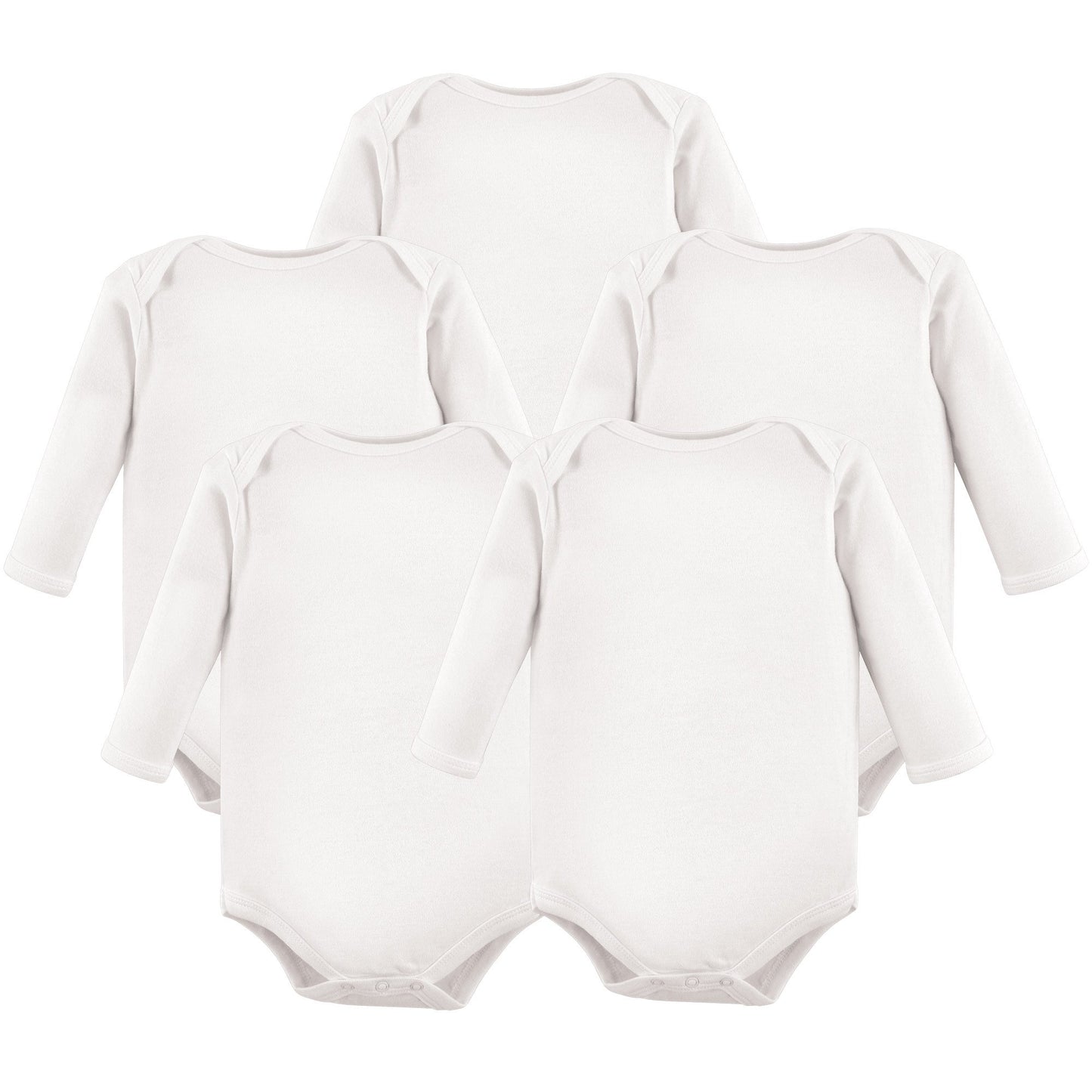 Hudson Baby Unisex Baby Cotton Long-Sleeve Bodysuits, White, 0-3 Months Us