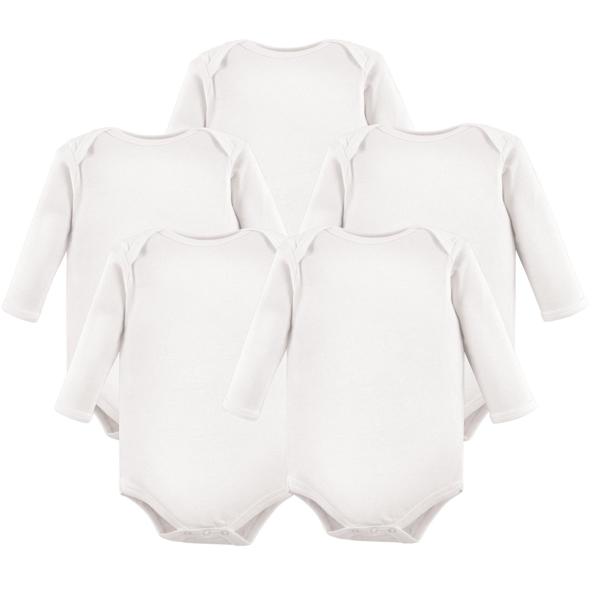 Hudson Baby Unisex Baby Cotton Long-Sleeve Bodysuits, White, 0-3 Months Us