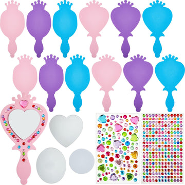Liliful 12 Pack Princess Foam Mirror Kits Decorate Your Own Princess Mirrors Unbreakable Kids Mirror Toy for Crafts Mirror for G