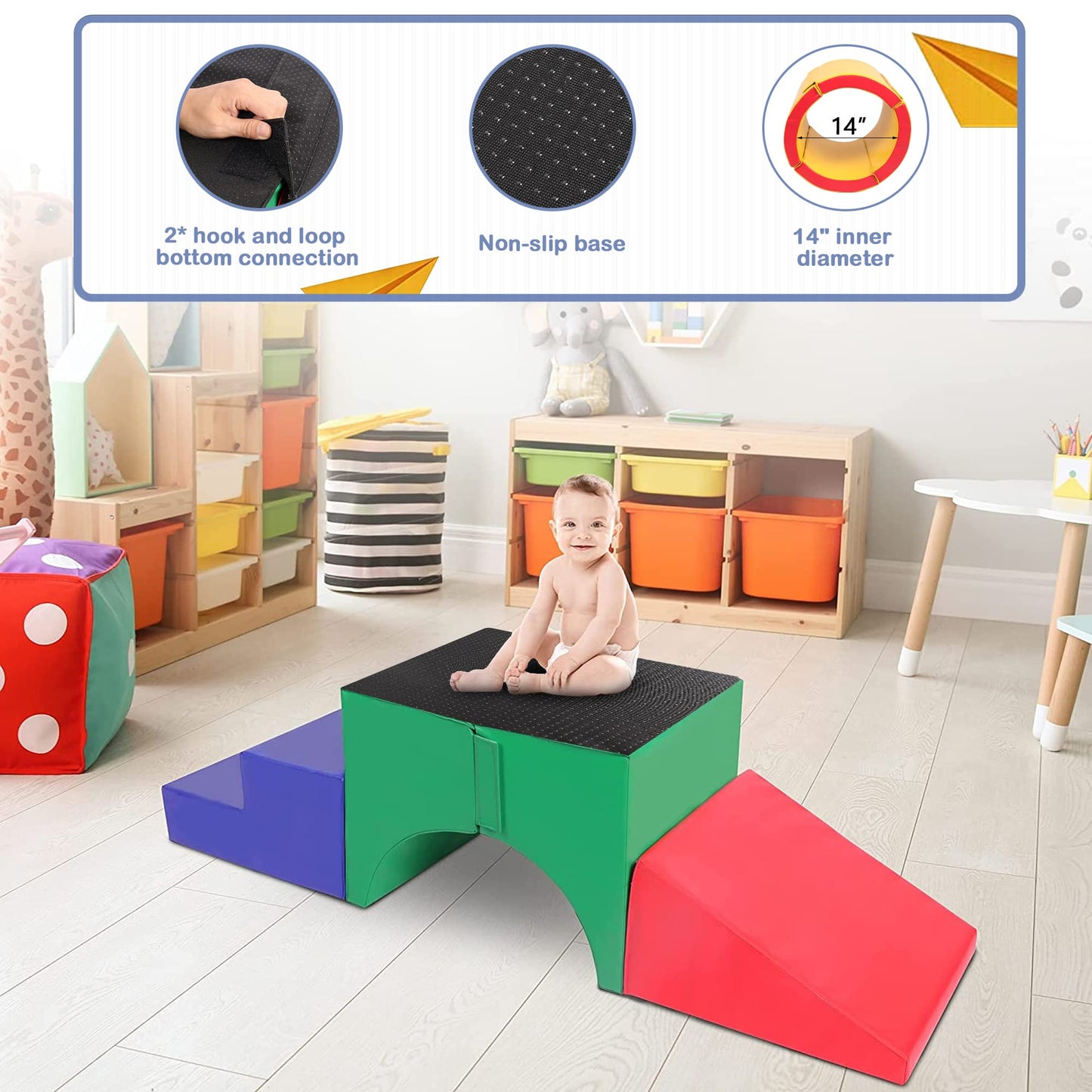 Tolead Tunnel/Ramps Foam Climber, Climb & Crawl Foam Activity Play Set For Toddlers And Kids, Safe Indoor Crawling Gym Equipment
