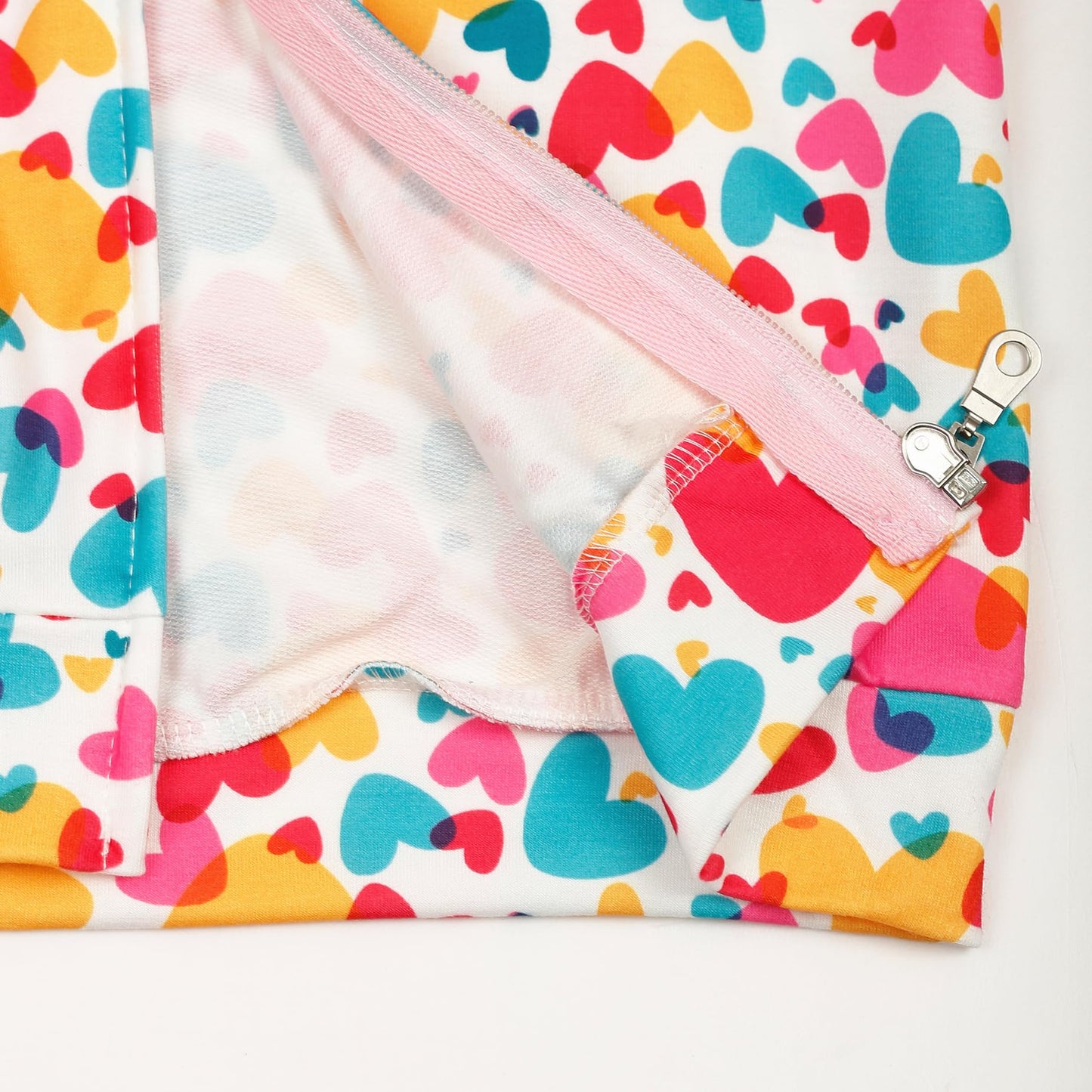 Popshion Baby Girl Heart Print Jacket Zip Up Cute Sweatshirt Light Coats Toddler Valentines Day Hoodie Kids Red Heart Sweater 7T